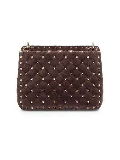 Valentino Garavani Women's Rockstud Spike Medium Suede Shoulder Bag - Ebony | Thumbnail 4