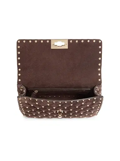 Valentino Garavani Women's Rockstud Spike Medium Suede Shoulder Bag - Ebony | Thumbnail 5