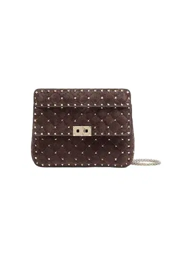 Valentino Garavani Women's Rockstud Spike Medium Suede Shoulder Bag - Ebony | Thumbnail 1