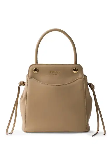 Prada Women's Carry Mini Leather Top Handle Bag - Beige Khaki | Thumbnail 1 Prada Women's Carry Mini Leather Top Handle Bag - Beige Khaki | Thumbnail 1