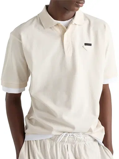 Prada Men's Cotton Polo Shirt - Beige Khaki | Thumbnail 2
