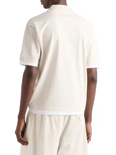 Prada Men's Cotton Polo Shirt - Beige Khaki | Thumbnail 4