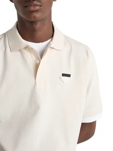 Prada Men's Cotton Polo Shirt - Beige Khaki | Thumbnail 5
