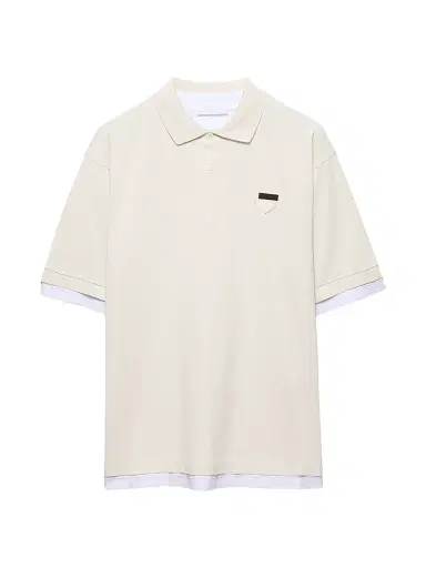 Prada Men's Cotton Polo Shirt - Beige Khaki | Thumbnail 1