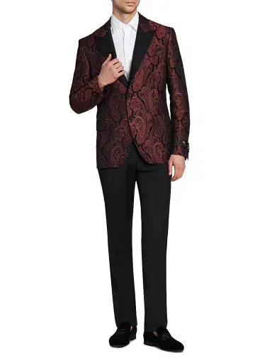 Etro Men's Milano Paisley Brocade Dinner Jacket - Burgundy - Size 46 | Thumbnail 2