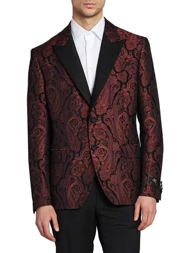 Etro Men's Milano Paisley Brocade Dinner Jacket - Burgundy - Size 46 | Thumbnail 3
