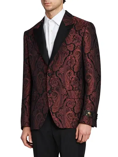 Etro Men's Milano Paisley Brocade Dinner Jacket - Burgundy - Size 46 | Thumbnail 4