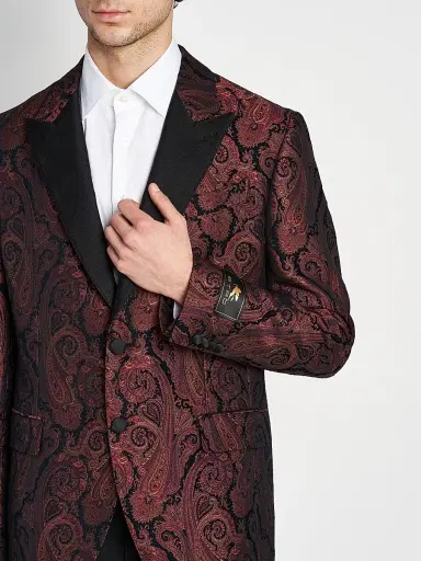 Etro Men's Milano Paisley Brocade Dinner Jacket - Burgundy - Size 46 | Thumbnail 6