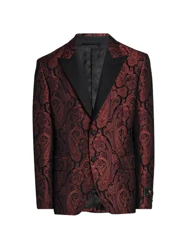 Etro Men's Milano Paisley Brocade Dinner Jacket - Burgundy - Size 46 | Thumbnail 1