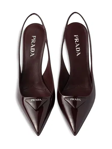 Prada Women's Patent Leather Slingback Pumps - Dark Red - Size 10 | Thumbnail 2