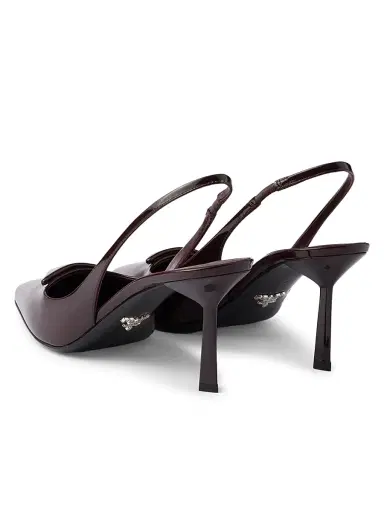 Prada Women's Patent Leather Slingback Pumps - Dark Red - Size 10 | Thumbnail 3
