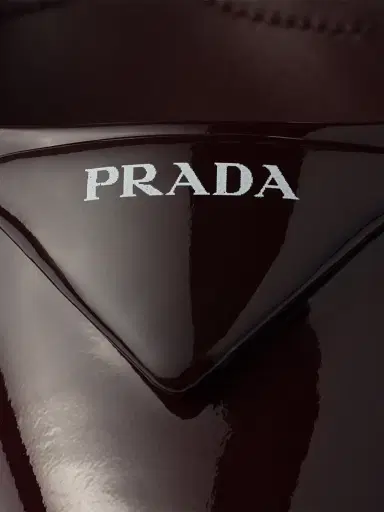 Prada Women's Patent Leather Slingback Pumps - Dark Red - Size 10 | Thumbnail 4