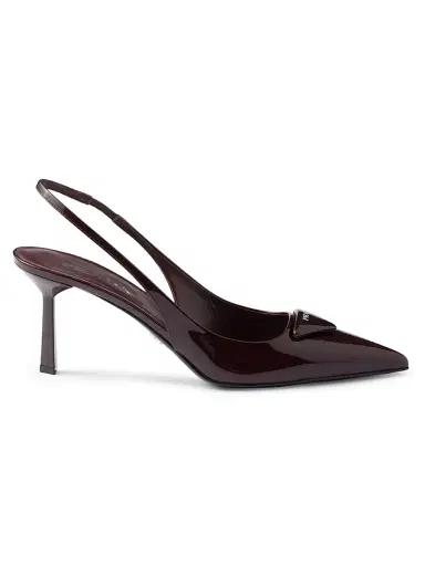 Prada Women's Patent Leather Slingback Pumps - Dark Red - Size 10 | Thumbnail 1
