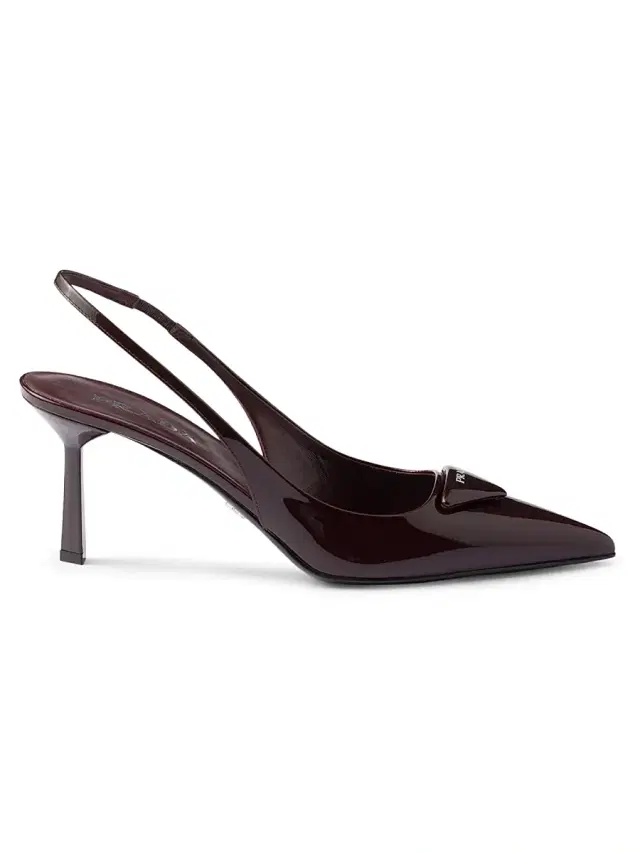 Prada Women's Patent Leather Slingback Pumps - Dark Red