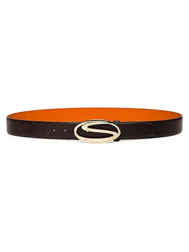Santoni Men's Adjustable Leather Belt | Thumbnail 2