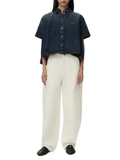 Loewe Women's Cotton Wide-Leg Jeans - White | Thumbnail 2 Loewe Women's Cotton Wide-Leg Jeans - White | Thumbnail 2