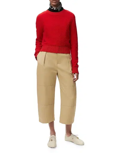 Loewe Women's Cotton Pleated Crop Trousers - Beige - Size 10 | Thumbnail 2 Loewe Women's Cotton Pleated Crop Trousers - Beige - Size 10 | Thumbnail 2