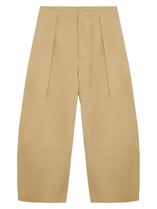 LOEWE Women's Cotton Pleated Crop Trousers - Beige