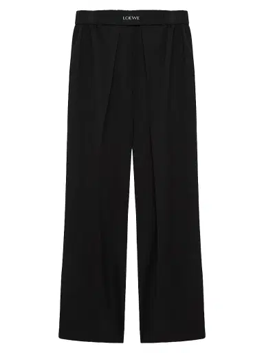 Loewe Women's Pleated-Front Logo-Waist Wool-Blend Trousers - Black - Size XL | Thumbnail 1 Loewe Women's Pleated-Front Logo-Waist Wool-Blend Trousers - Black - Size XL | Thumbnail 1
