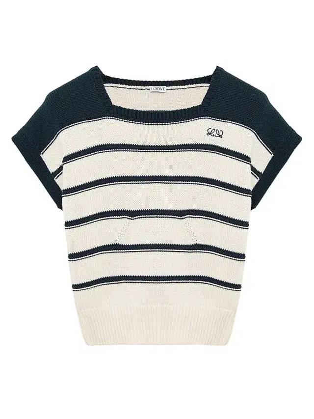 Women's Striped Cotton-Blend Short-Sleeve Sweater - White Navy Blue