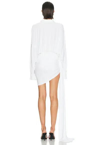Norma Kamali Super Oversized Shirt Side Drape Dress | Thumbnail 4