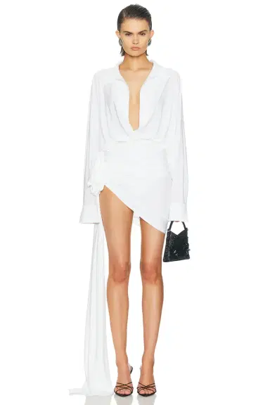 Norma Kamali Super Oversized Shirt Side Drape Dress | Thumbnail 1
