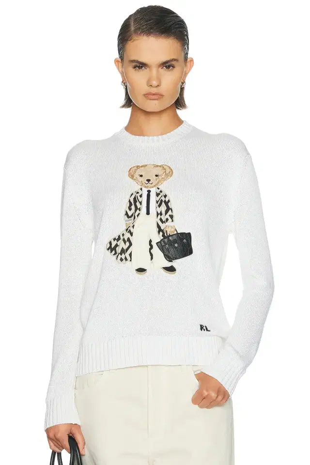 Ralph Lauren Collection Lofty Silk Bear Long Sleeve Sweater
