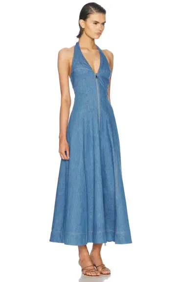 NICHOLAS Elsa Halter Zip Front Maxi Dress | Thumbnail 2