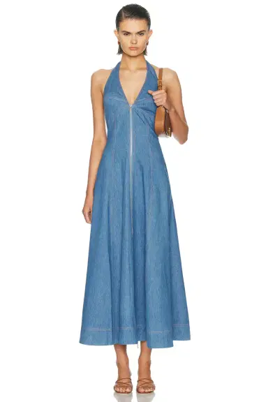NICHOLAS Elsa Halter Zip Front Maxi Dress | Thumbnail 1
