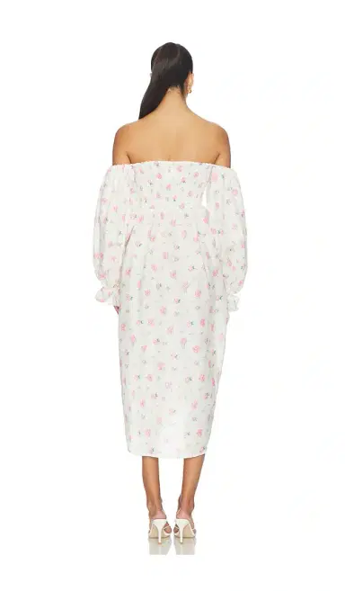 Sleeper Atlanta Linen Dress With Rose Detail | Thumbnail 3 Sleeper Atlanta Linen Dress With Rose Detail | Thumbnail 3