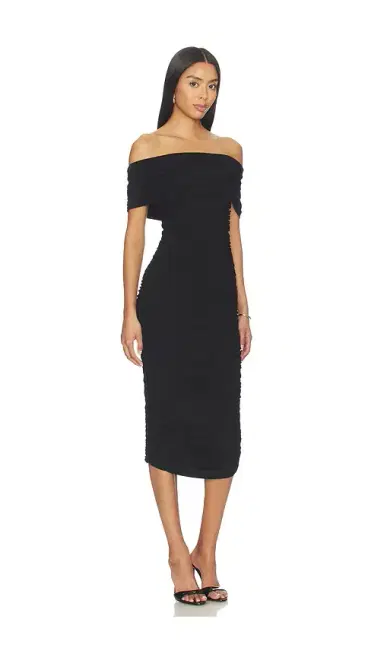 Norma Kamali Sleeveless Cowl Neck Side Shirred Dress Below Knee | Thumbnail 2