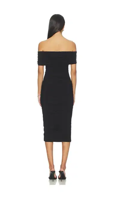 Norma Kamali Sleeveless Cowl Neck Side Shirred Dress Below Knee | Thumbnail 3