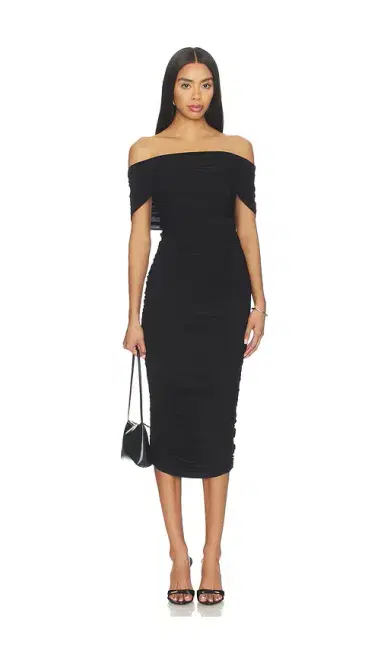 Norma Kamali Sleeveless Cowl Neck Side Shirred Dress Below Knee | Thumbnail 1