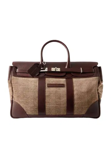 Brunello Cucinelli Herringbone Canvas and Leather Weekend Bag - Men | Thumbnail 1