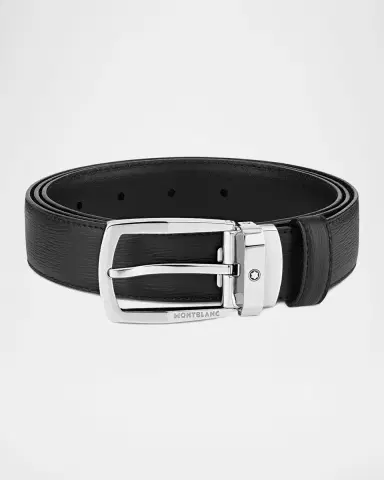 Montblanc Men's Trapeze Textured Cowhide Leather Belt | Thumbnail 5 Montblanc Men's Trapeze Textured Cowhide Leather Belt | Thumbnail 5