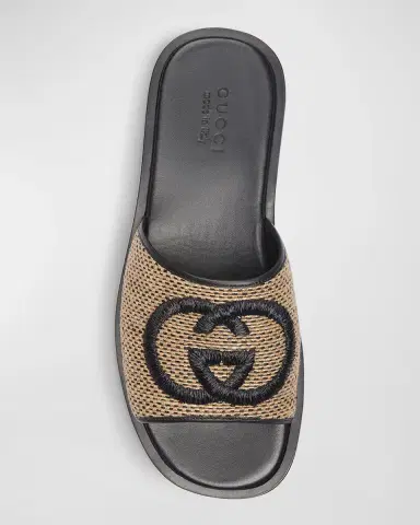Gucci Men's Interlocking G Leather Slide Sandals | Thumbnail 3