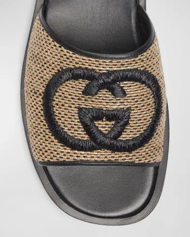 Gucci Men's Interlocking G Leather Slide Sandals | Thumbnail 4