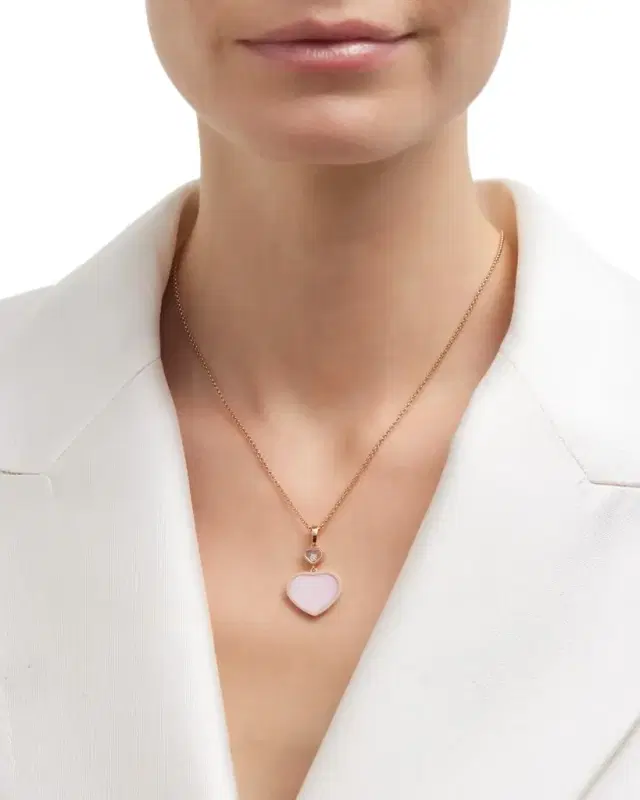 Happy Hearts 18K Rose Gold Pink Opal & Diamond Pendant Necklace