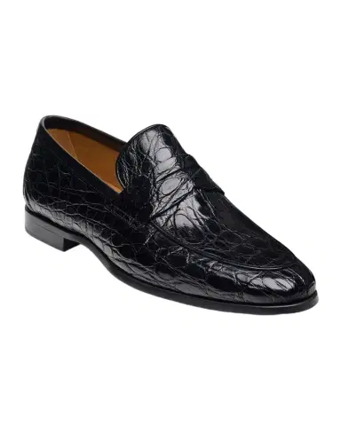 Magnanni Men's Vicente Croc Leather Penny Loafers | Thumbnail 1