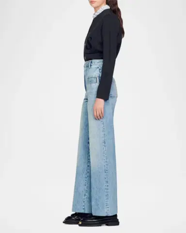 Sandro Oslo Wide Leg Jeans | Thumbnail 4 Sandro Oslo Wide Leg Jeans | Thumbnail 4