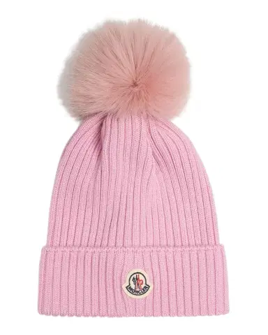 Moncler Girl 's Ribbed ogo-Patch Wool Beanie | Thumbnail 1