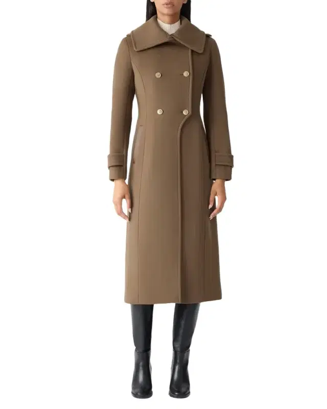 Elodie Double-Breasted Sparkly Long Coat