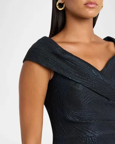 Rickie Freeman for Teri Jon Metallic Jacquard Trumpet Gown | Thumbnail 4