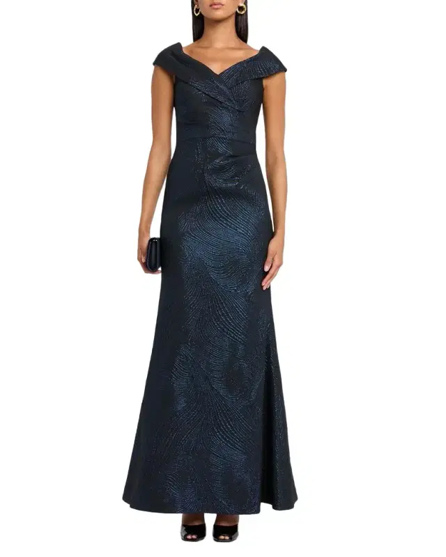 Metallic Jacquard Trumpet Gown
