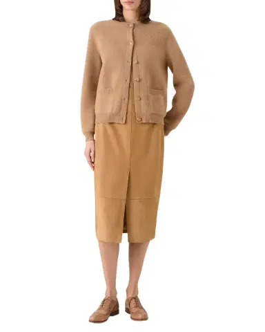 Akris Crewneck Cashmere Pique Knit Cardigan | Thumbnail 1 Akris Crewneck Cashmere Pique Knit Cardigan | Thumbnail 1