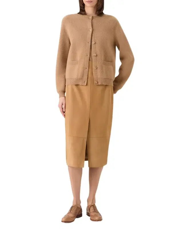 Akris Crewneck Cashmere Pique Knit Cardigan
