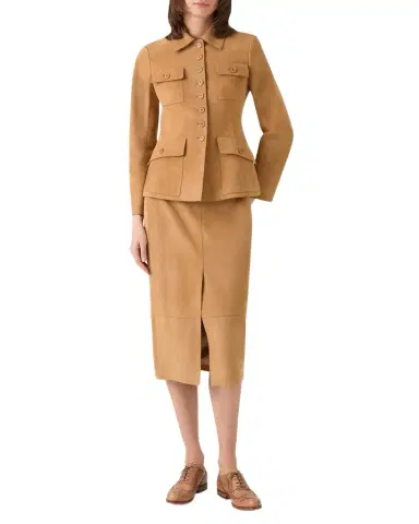 Akris Delia Suede Fitted Jacket | Thumbnail 1 Akris Delia Suede Fitted Jacket | Thumbnail 1