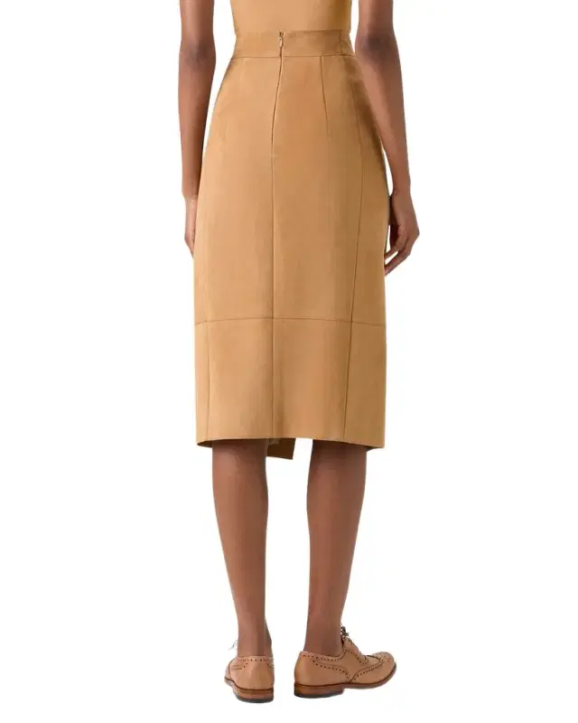 Akris Suede Front Slit Pencil Skirt