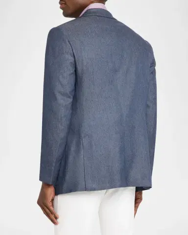 Kiton Men's Cashmere Denim Single-Breasted Jacket | Thumbnail 2 Kiton Men's Cashmere Denim Single-Breasted Jacket | Thumbnail 2
