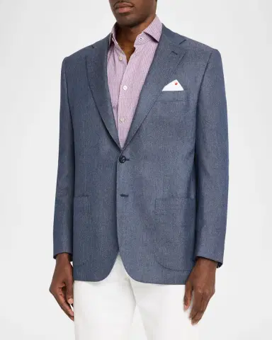 Kiton Men's Cashmere Denim Single-Breasted Jacket | Thumbnail 3 Kiton Men's Cashmere Denim Single-Breasted Jacket | Thumbnail 3